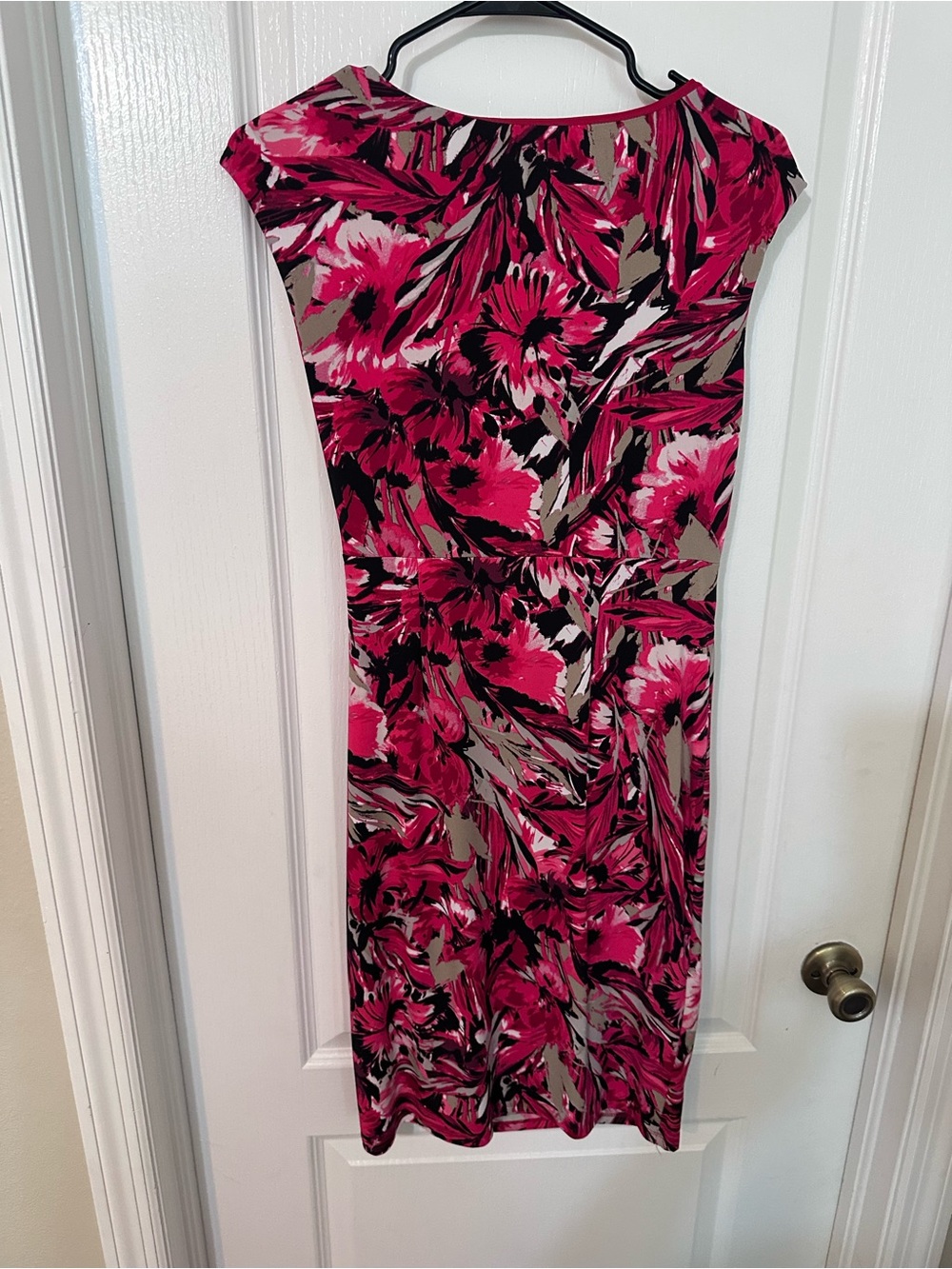 Evan Picone Black Label Floral Sheath Dress Size 6 Ruched Cap Sleeve - Picture 2 of 3